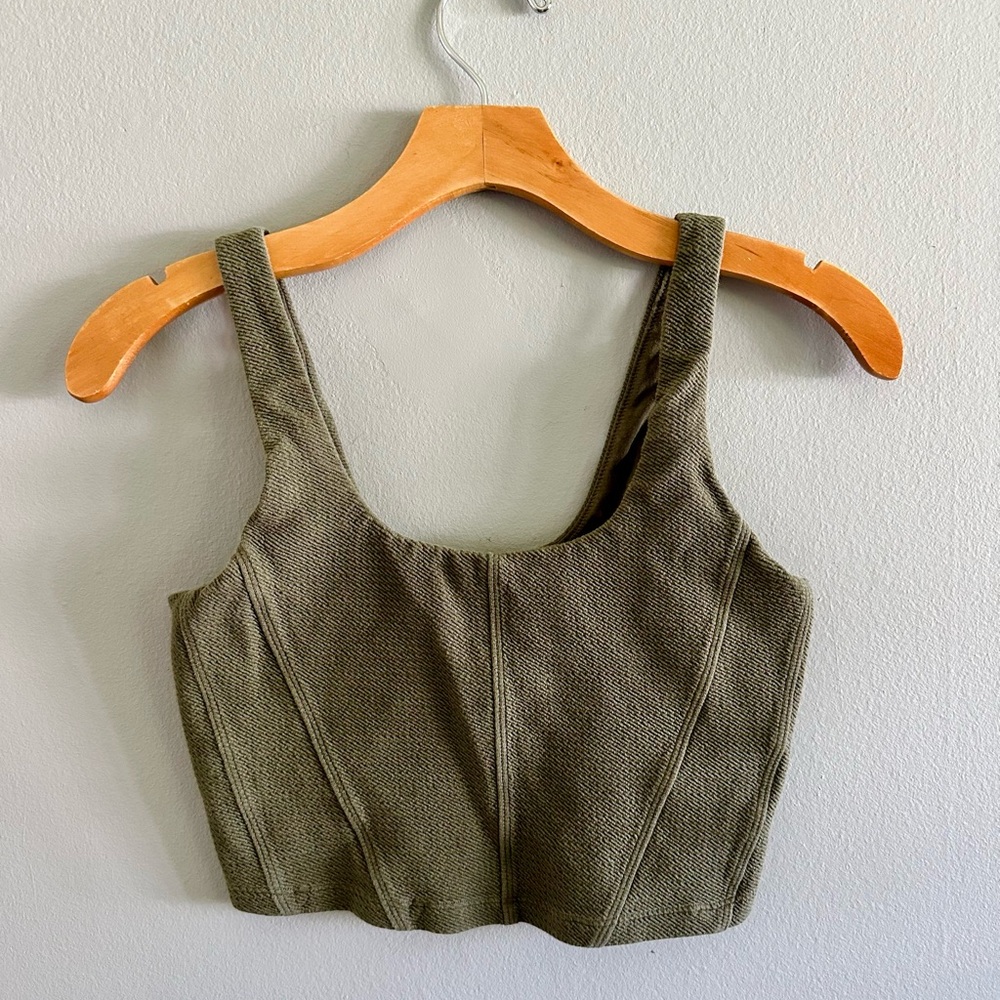 Aerie Olive Textured Tank Top